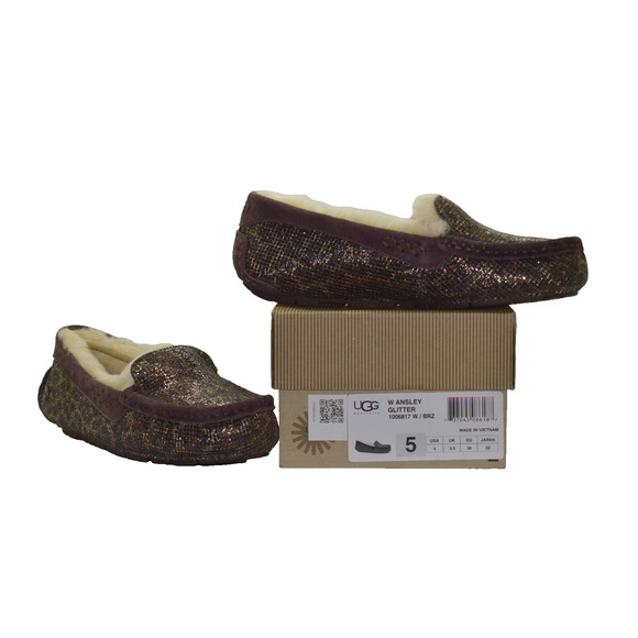 B2 NIB UGG Womens Ansley Glitter Bronze Slippers Shoes Size 5 - Picture 1 of 7